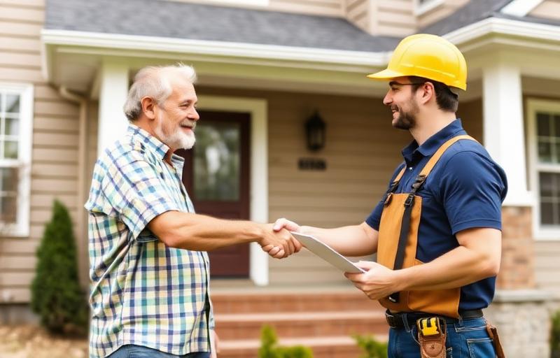 Homeowner shaking hands with a professional siding contractor